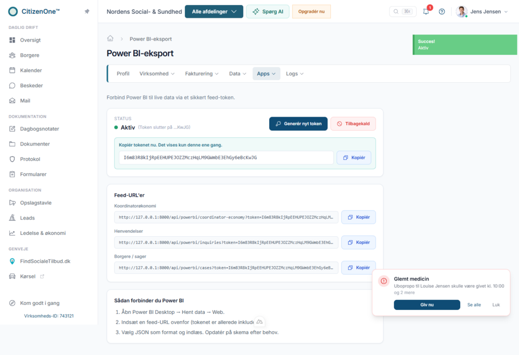 2 token generated with feeds dk